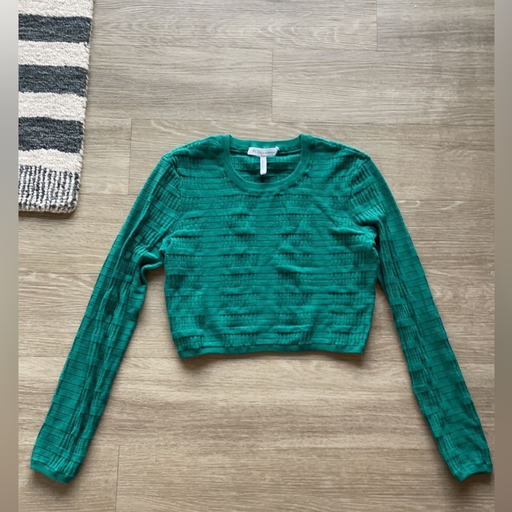 BCBG Crop Green Sweater
